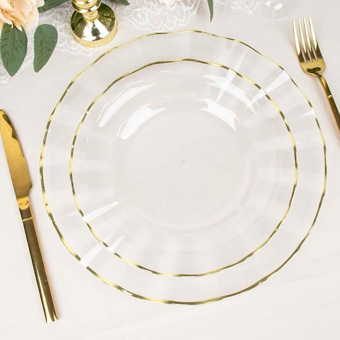 Efavormart 9" Salad Plates – Set of 10 Plastic Clear Round Disposable Plates - Image 6