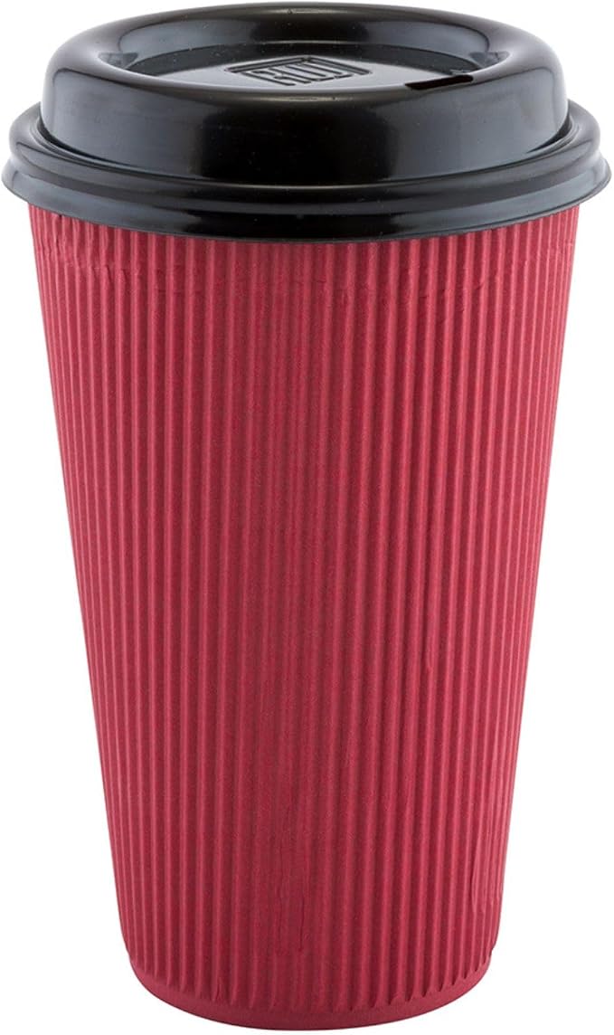 Restaurantware Ripple Wall Coffee Cups 500 Count 16 Ounce Insulated Crimson - Image 6