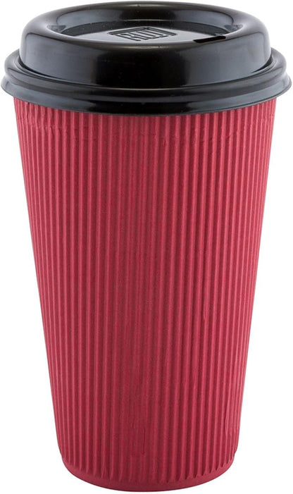 Restaurantware Ripple Wall Coffee Cups 500 Count 16 Ounce Insulated Crimson - Image 6