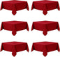 6-Pack Red Tablecloths for Square Tables, 70 x 70 Inches, Stain-Resistant Polyester Fabric for 3 Foot Tables - Washable Table Covers for Weddings, Banquets, Birthday Parties, Events