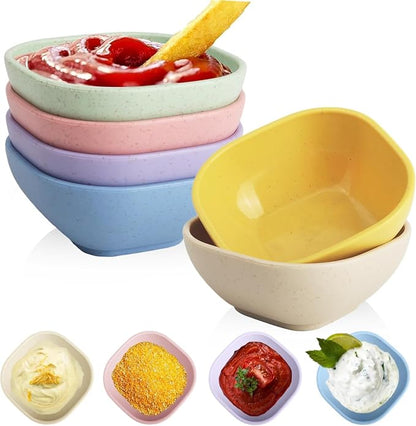 Dipping Bowls Set of 6, Soy Sauce Dish Wheat Straw Bowls 5oz, Small Plastic by WROVA