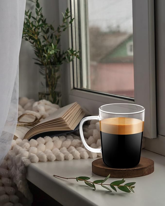 LUXU Glass Coffee Mugs, 17 oz Ice coffee cups, Large Beer Mugs Set of 4 | - Image 5