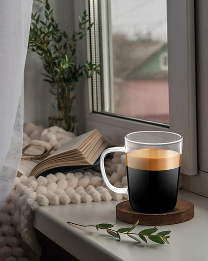 LUXU Glass Coffee Mugs, 17 oz Ice coffee cups, Large Beer Mugs Set of 4 | - Image 5