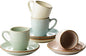 famiware 3oz Espresso Cups and Saucers, Stoneware Demitasse Cup by Famiware