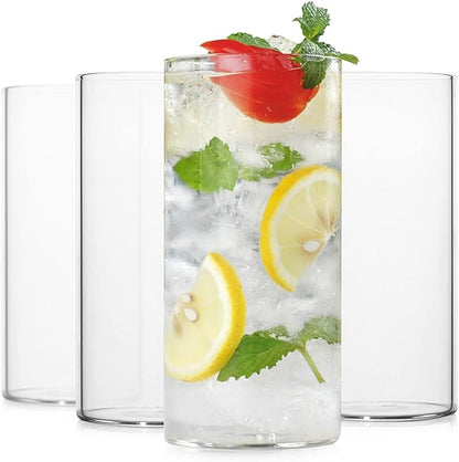 LUXU Drinking Glasses 13 oz, Thin Highball Glasses Set of 4,Elegant Bar Glassware For Water, Juice, Beer, Drinks, and Cocktails and Mixed Drinks,Lead-Free Pint Glasses,Glass Drink Tumblers