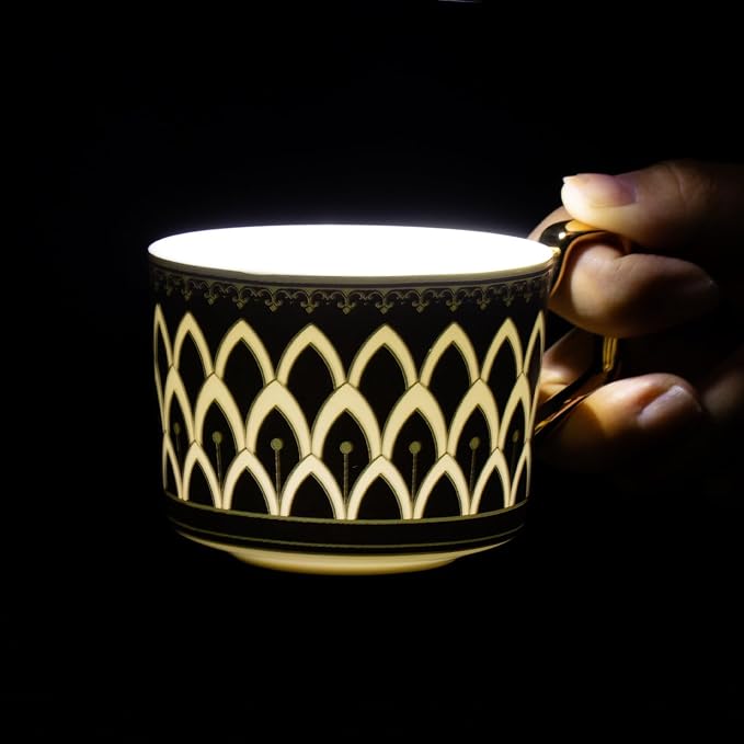 KAMMAK Tea Cups and Saucers Set of 2, Fine Bone China Coffee Cups, NX027 | - Image 6