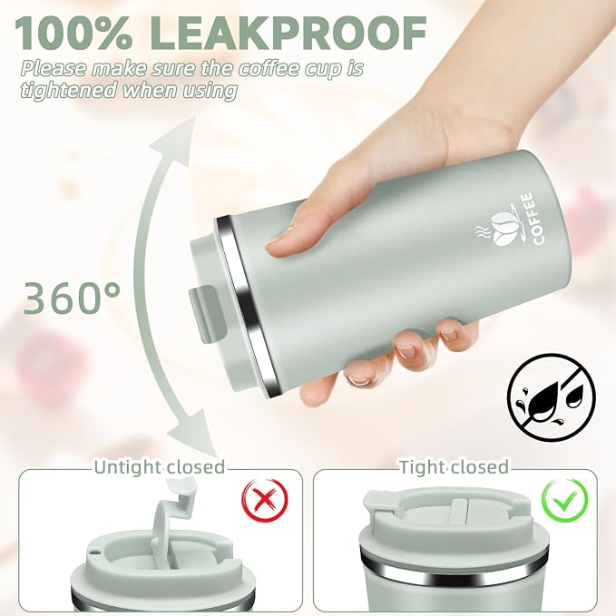 Insulated Travel Coffee Mug Reusable Coffee Tumbler Cup - Image 2