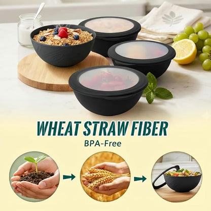 Wheat Straw Bowls Sets of 8, 40 OZ Unbreakable Salad Bowl - Image 2