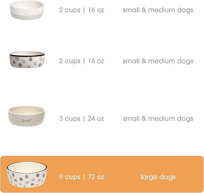 Pearhead Ceramic Dog Bowl, Holds 9 Cups, Dog Faces Pattern Stoneware Food and Water Dish, Microwave and Dishwasher Safe, XL (Pack of 6)