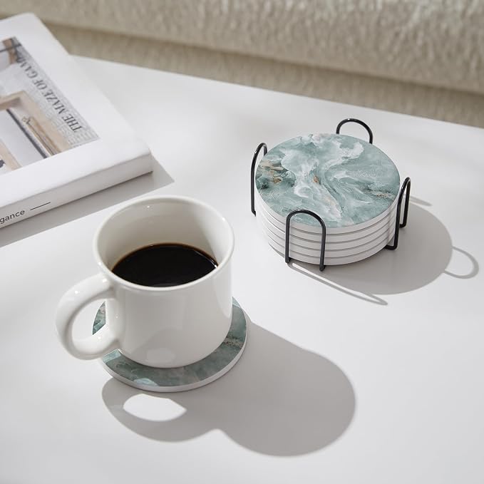 Set of 6 Abstract Marble Coasters - Image 5