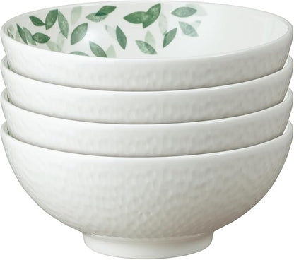 Denby - Carved Deco Cereal Bowls Set of 4-6.7 Inch - Dishwasher Microwave Oven Safe - Large Uniquely Textured Porcelain Cereal Bowl - Scratch Chip Resistant