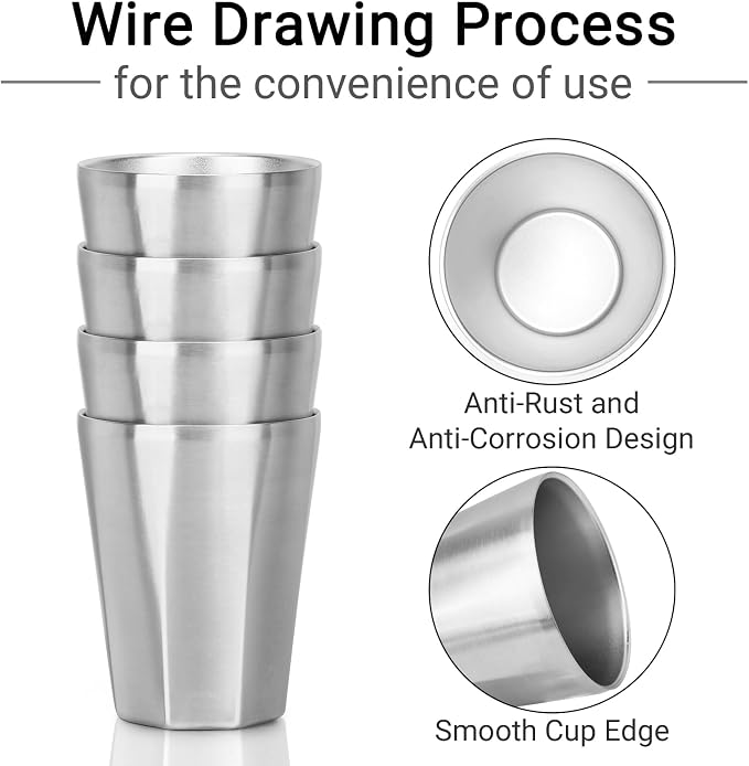 Beasea Stainless Steel Cups 10 oz, 4 Pack Small Bulk Stackable Stainless Steel - Image 4