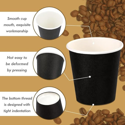 Wuadua 100 Pack 3 oz Black Disposable Paper Cups - Sturdy and Leak-Proof for Parties, Events, Office, Home Use Disposable Mouthwash Cups - Ideal for Hot/Cold Drinks, Smooth Rim Design, Eco-Friendly