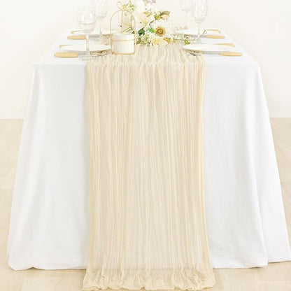 6 Pack Beige Cheesecloth Table Runner 10ft Boho Rustic Gauze Runner | - Image 6