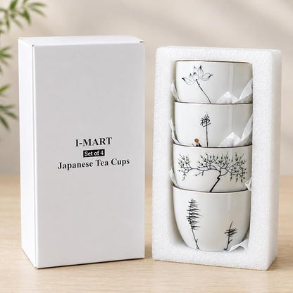 I-MART 4 Pcs Japanese Tea Cup Set, Chinese Style Ceramic Kung Fu Cups - Image 7