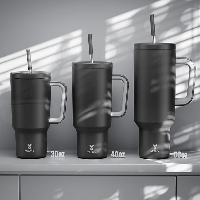 Meoky 30 oz Tumbler with Handle, Tumbler with Lid and Straw, Insulated - Image 6