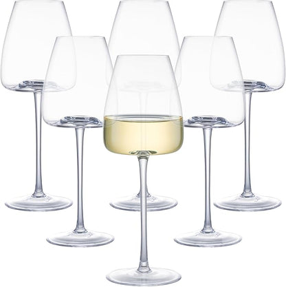 White Wine Glasses Set of 6, 15oz Crystal Wine Glasses by iridisenti