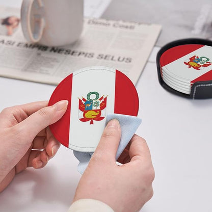 6 Pack Peru Flag Leather Coaster - Image 6
