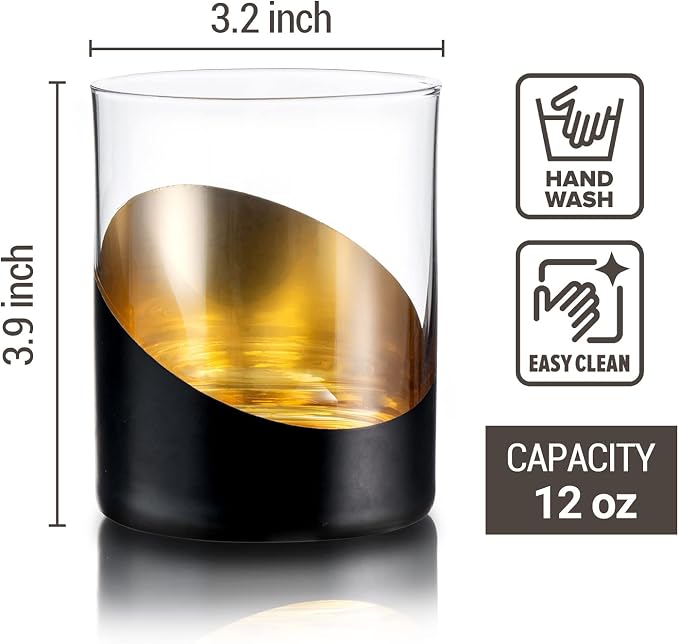 MyGift 12 oz Set of 4 Matte Black Drinking Glasses - Image 5