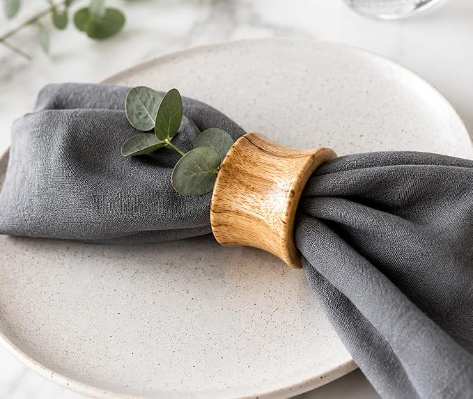 Wooden Napkin Rings, farmhouse or boho décor, Thanksgiving, handcrafted artisan - Image 3