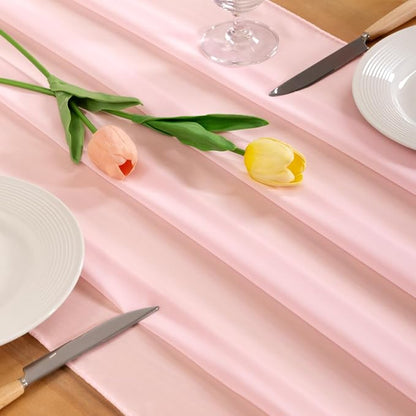Pink Chiffon Table Runner Summer Boho Wedding Birthday Party Decor | 10ft - Image 2