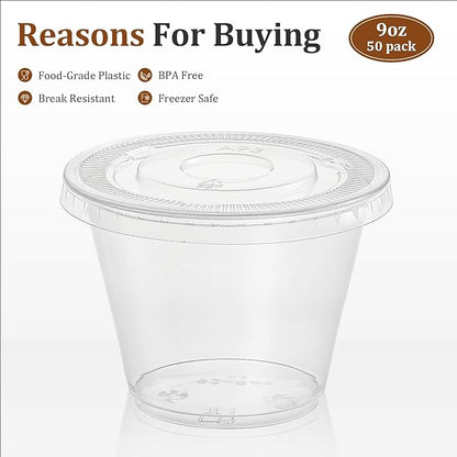 AOZITA [50 Sets, 9 oz Clear Plastic Cups - Image 2