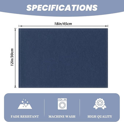 AOFOTO Dark Blue Placemats Set of 4 for Dining Table Solid Color Place Mats Washable Rectangular Table Mats for Party Home Kitchen Restaurant Decor 12x18 Inch