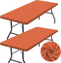 homing 2 Pack Rectangle Table Cloth, Elastic Fitted Fabric Tablecloth Fits for 6 Foot Folding Tables, Washable Table Cover for Picnic, Camping, Indoor & Outdoor (Rust, 30" x 72")