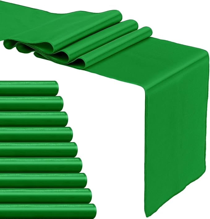 10-Pack Emerald Green Satin Table Runner 12 x 108 Inch Long Bright and Smooth - Image 7