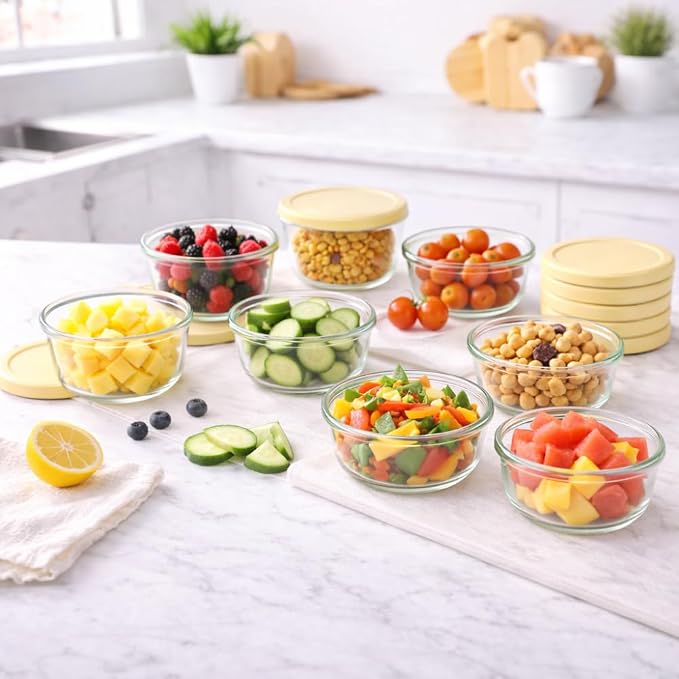 16-Piece Glass Food Storage Containers Set | 1-Cup, Leakproof | Microwave - Image 2