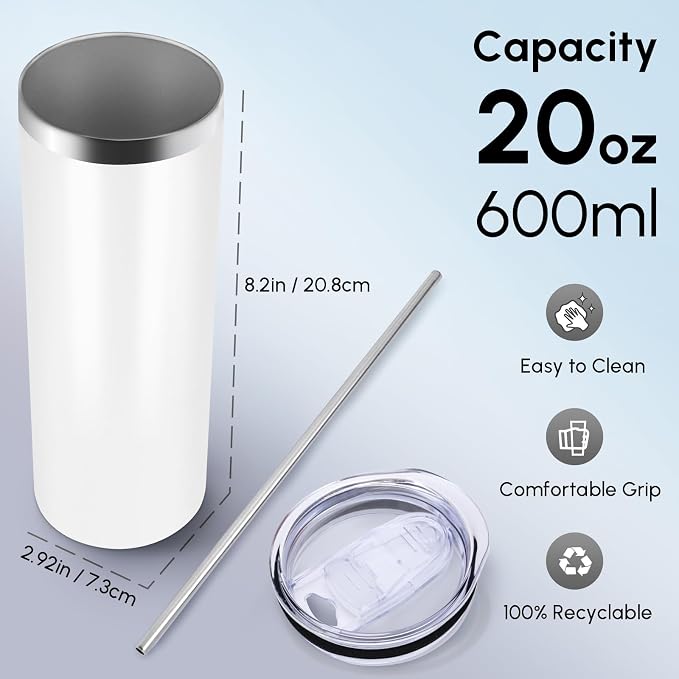 Volhoply 8 Pack Skinny Tumblers - Image 2