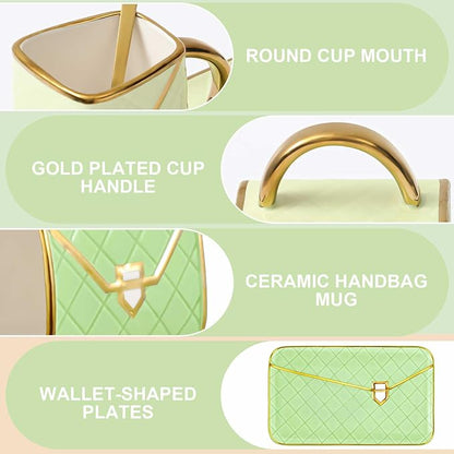 Zubebe 1 Set Coffee Mug Elegant Handbag Shaped Cup Modern Ceramic Purse Mug - Image 7