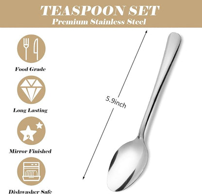 Windsor 120-Piece Set Stainless Steel Teaspoons, Tea Spoons | 5.9-Inch Food - Image 2