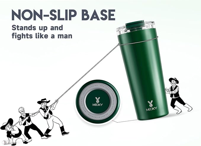 Meoky 24 oz Insulated Travel Coffee Mug: Leak Proof Lid, Evergreen | Stainless - Image 8
