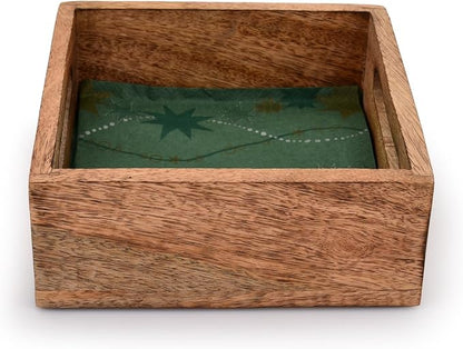Square Burning Finish Mango Wood Napkin Holder - Image 4