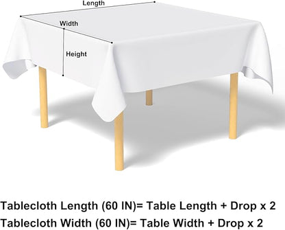 misaya Square Waterproof Vinyl Table Cloth, Buffalo Flannel Backed Tablecloth, Wipeable Plastic Table Cover for Valentine's Day, Dinner, Kitchen, Outdoor (60" x 60", Burgundy and White)