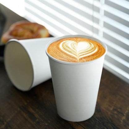 YEEHAW 12 oz 500 Pack White Disposable Paper Coffee Cups | - Image 2