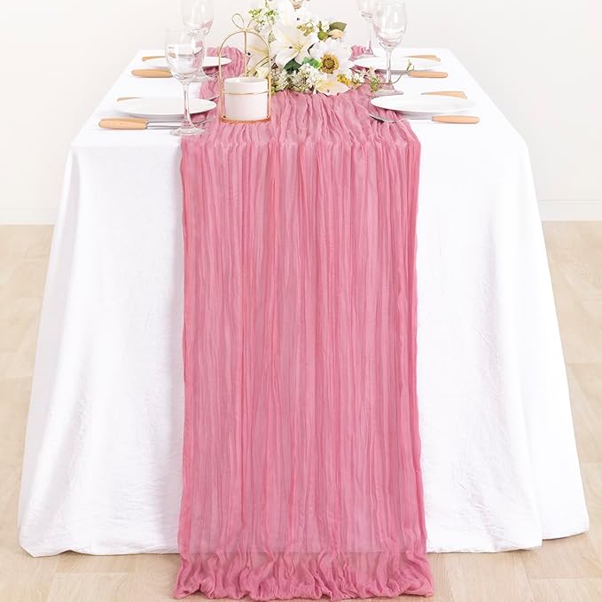 2 Pack Mauve Cheesecloth Table Runner10ft Rustic Sheer Gauze Runner | - Image 6