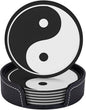 6 Pcs Funny Black and White Yin and Yang Leather Coasters by Jfniub