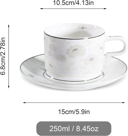 fanquare 7 Ounces Bone China Teacup and Saucer Set - Image 6