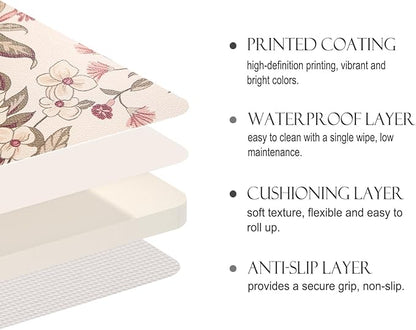 ISAENNE Dragonfly Print PVC Placemats Set of 6,Rectangular Green Placemat, Waterproof and Heat-Resistant Floral Pattern,Decoration for Kitchen,Dinning,Parties, Holiday,12"*17"