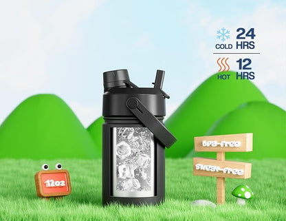 POWCAN 2 Pack 12 oz Kids Insulated Water Bottle - Image 2