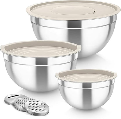 TeamFar Mixing Bowls, Stainless Steel Nesting Salad Bowls Set | Mixing Bowls by TeamFar