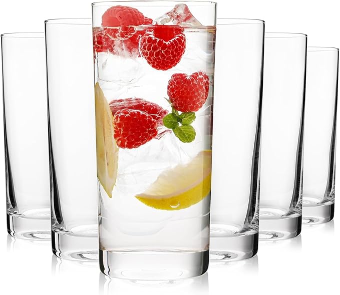 Highball Glasses Set of 6, 16oz Tall Drinking Glasses, Water Glass by PureGlassPureStyle