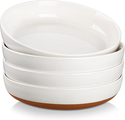MALACASA 48 Oz Pasta Bowls Set of 4, Ceramic Soup Bowls, TARA Khaki White | by MALACASA