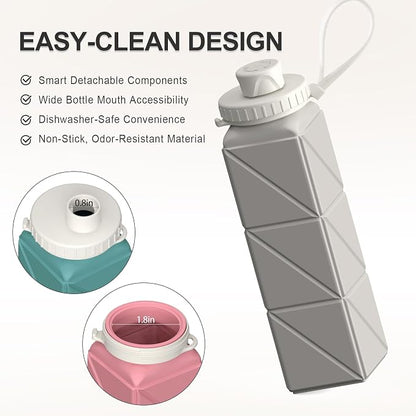 BEAUTAIL Collapsible Water Bottles 21oz/610mL, Silicone Travel Water Bottle | - Image 5