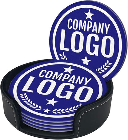 Custom Leather Coasters with Logo - Image 2