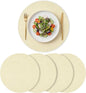 Artoid Mode Beige Faux Leather Placemats Set of 4, 15 Inch Waterproof Wipeable Heat Resistant Vinyl Place Mats, Reversible Table Mats for Kitchen Dining Decor