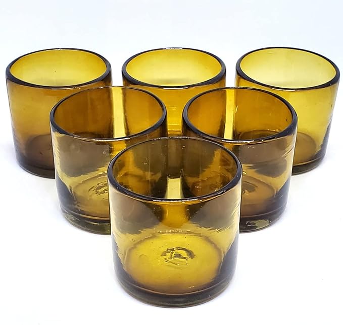 Solid Amber 12 oz Large DOF Glasses, Recycled Glass, Toxin-Free - Image 5