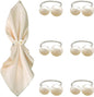 6 Pcs Silver Napkin Rings - Pearl Napkin Rings,Metal Napkin Ring for Table Settings Wedding Christmas Party Dinner Table
